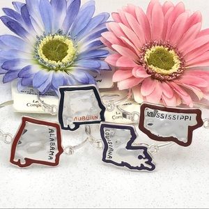 Alabama Auburn Louisiana or Mississippi Silver State Map Hook Bangle Bracelet